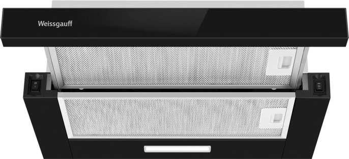 Встраиваемая вытяжка WEISSGAUFF TEL 500 Glass, управление кулисные переключатели, черный [438277]