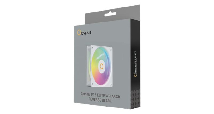 Вентилятор для корпуса Ocypus Gamma F12 Elite WH ARGB REVERSE BLADE, 120x120x25mm, 4-PIN PWM, 600-1800 RPM, 26 DBA MAX, HYDRO BEARING