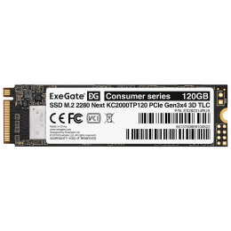 Накопитель SSD M.2 2280 PCIe 120GB ExeGate Next KC2000TP120 (PCIe Gen3x4, NVMe, 22x80mm, 3D TLC) EX282314RUS