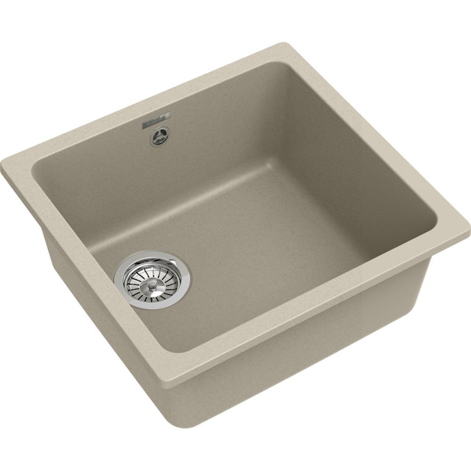 Кухонная мойка RIVELATO RIVELATO Мойка BERKANA 45 1-чаш 485*455, монтаж: универсальный, материал: кварц, цвет: темно-бежевый BK-45 beige scuro