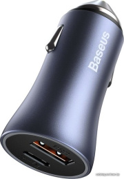 Автомобильное зарядное Baseus TZCCJD-0G Golden Contactor Pro Dual Quick Charger Car Charger Type-С + USB 40W кабель USB-Type-C 5A 1m , Выходы: Type-C - 20W, USB - 20W, Dark
