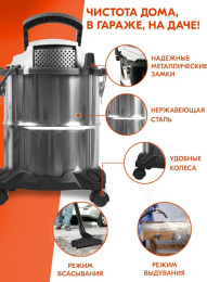 Строительный пылесос Ресанта ПС-1500/20 1500Вт уборка: сухая/влажная/выдув серебристый (75/19/1)