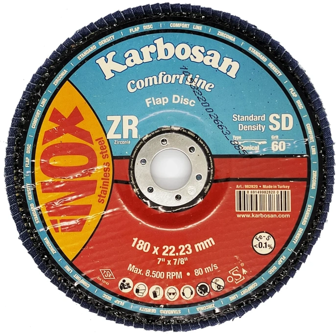 Диск лепестковый INOX 180х22 мм низкой плотности Karbosan KAR-982820