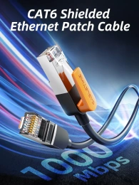 Патч-корд CABLETIME CN61H (CT-CAT6F-PB1) 1 м, FTP CAT6 Gigabit Ethernet из чистой меди, оранжевый+черный