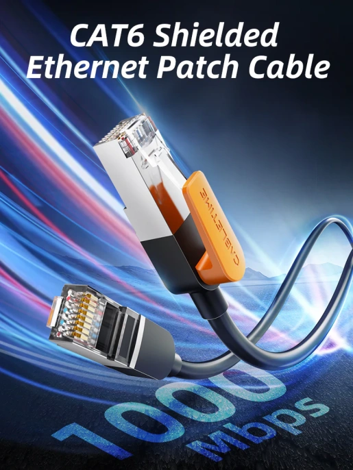 Патч-корд CABLETIME CN61H (CT-CAT6F-PB1) 1 м, FTP CAT6 Gigabit Ethernet из чистой меди, оранжевый+черный