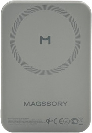Мобильный аккумулятор Magssory PBN022 10000mAh QC4.0/PD3.0 15W 3A USB-C беспров.зар. титановый (29986662)