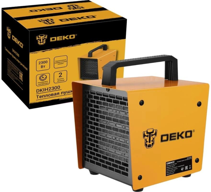 Электрическая тепловая пушка DEKO DKIH2300, 2.3кВт, оранжевый [080-1012]