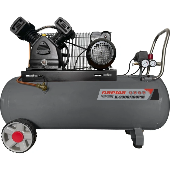 Компрессор Парма K-2300/100РМ (масляный ременной, 2200Вт, асинхронный, 100л, 336л/мин, 10бар, вых. 2шт/рапид) 02.014.00013