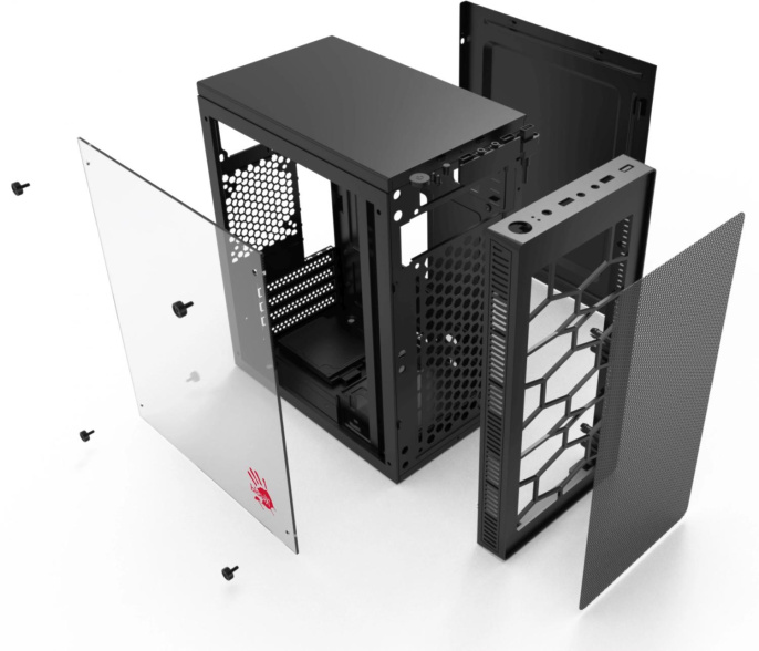 Корпус mATX BLOODY BD-CC101, Mini-Tower, без БП,  черный [bd-cc101-bk]