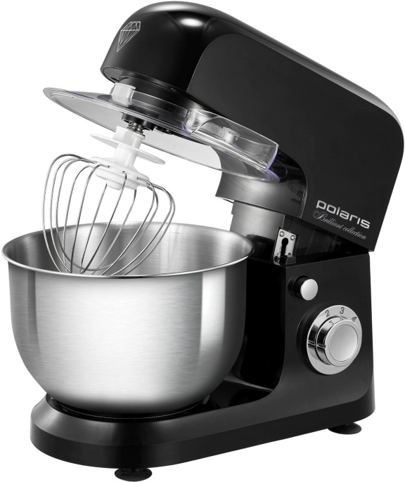 Миксер планетарный Polaris Brilliant collection PKM 1002, 1000Вт, черный/серебристый