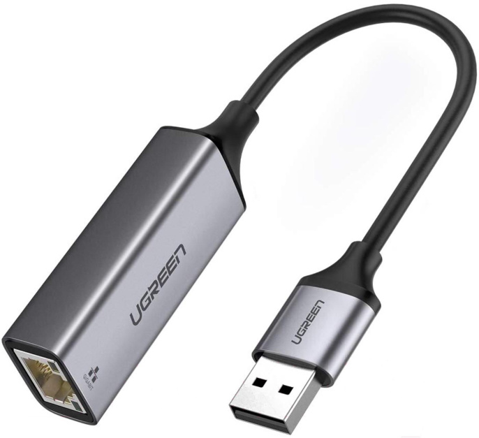 Переходник UGREEN CM209-50922 USB-A 3.0 to RJ45 F , Gigabit Ethernet скорость сети до 1 Гбит/с, Скорость USB 3.0 до 5 Гбит/с, Светодиодные индикаторы, Алюминиевый корпус (50922_)