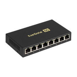 Exegate EX298694RUS Коммутатор неуправляемый ExeGate EDGS-1008D 8-портовый гигабитный UTP 10/100/1000 Base-T, металлический корпус, с функцией энергосбережения Green Ethernet Technology , настольный