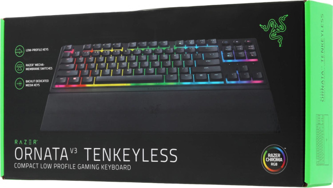Клавиатура Razer Ornata V3 Tenkeyless механическая черный USB Multimedia for gamer LED подставка для запястий RZ03-04880100-R3M1