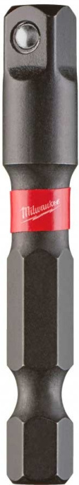 Адаптер ударный для головок Milwaukee Shockwave 1/4" HEX-1/4" квадратный (4932471826) (для работы со всеми импульсными инструментами, общая длина: 50мм)