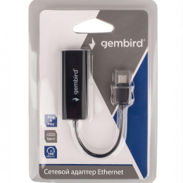 Gembird Сетевой адаптер Ethernet Type-C USB 2.0 - Fast Ethernet adapter, пластик,черный,RTL8152 NIC-U10