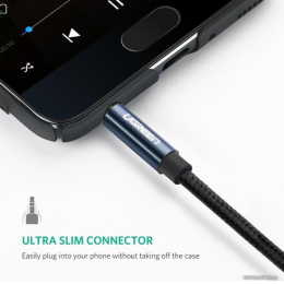 Кабель UGREEN AV112-10686 AUX 3.5mm M to AUX 3.5mm M , позолоченные коннекторы, Качество стереозвучания Hi-Fi, в нейлоновой оплётке, 1,5m, Blue