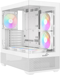 Корпус ПК без блока питания Case SAMA V40 White, Midi-Tower, TG, 6x120mm ARGB, 2xUSB 3.0 + 1xUSB 3.1 Type-C, ATX, mATX, mITX White V40-WHADA6X1-GL