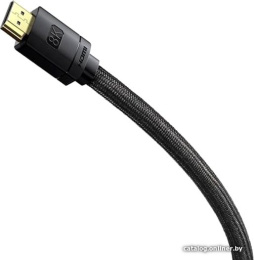 Кабель Baseus CAKGQ-J01 High Definition Series Adapter Cable 8K HDMI 2.1 to 8K HDMI 8K 2.1 1m; 48 Гбит/с; поддрежка: 3D Video, 8K@60Hz, 4K@120Hz, 2K@144Hz, Static HDR, Dynamic HDR, VRR, QMS, ALLM, eARC; Black