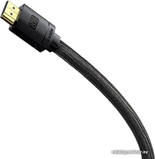 Кабель Baseus CAKGQ-J01 High Definition Series Adapter Cable 8K HDMI 2.1 to 8K HDMI 8K 2.1 1m; 48 Гбит/с; поддрежка: 3D Video, 8K@60Hz, 4K@120Hz, 2K@144Hz, Static HDR, Dynamic HDR, VRR, QMS, ALLM, eARC; Black