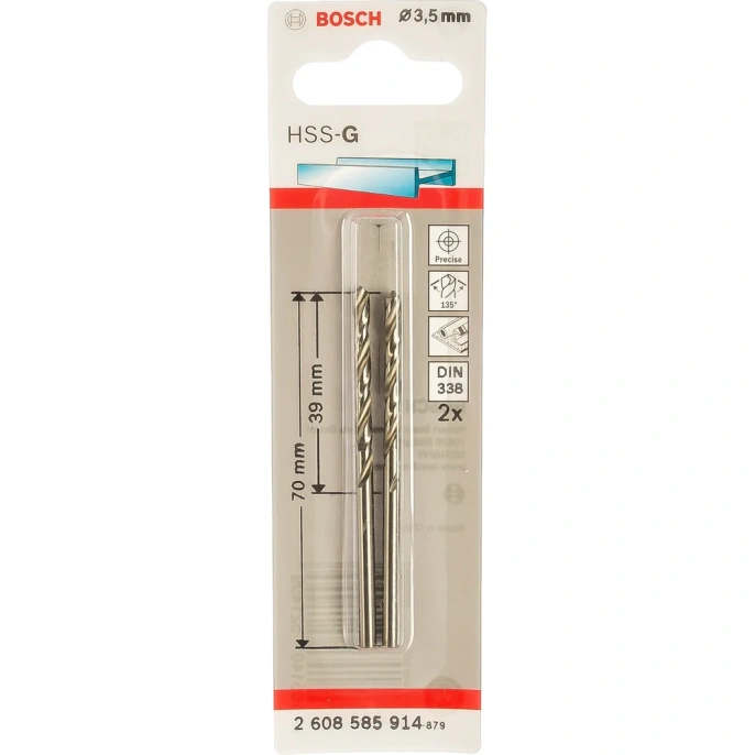 Сверло Standard по металлу 2 шт. 3,5х39/70 мм; HSS-G Bosch 2608585914
