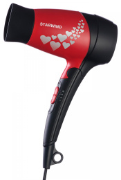 Фен StarWind SHD 7065, 1400Вт, черный и красный