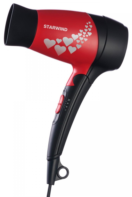 Фен StarWind SHD 7065, 1400Вт, черный и красный