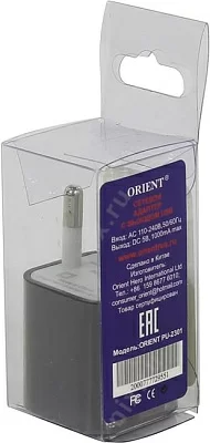 Orient PU-2301 Black Зарядное устройство USB (Вх. AC110-240VВых. DC5V 5W USB)