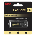 USB-флеш накопитель ExeGate Jet 16GB черный USB2.0, 480Mbps, пластик/металл EX302039RUS