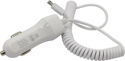 Jet.A UC-S15 White Автомобильное зарядное уст-во USB/microUSB(Вх. DC12-24V Вых. DC5V 10.5W USB microUSB)