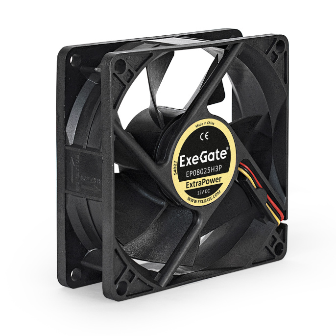 Вентилятор EXEGATE EX253948RUS 80мм, 3-pin, 2300об/мин, 24 дБ, черный, OEM