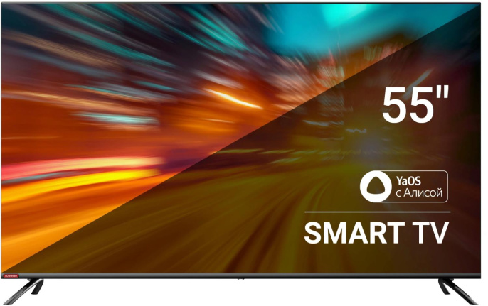 55" Телевизор SunWind SUN-LED55XU401 4K Ultra HD, черный, СМАРТ ТВ, YaOS