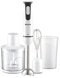 Блендер Blackton Bt HB401S Белый/Черный 800 Вт, 2 скорости, погружной, управление: механическое, материал корпуса: пластик, 15000 об/мин, мерный стакан, насадка-блендер, насадка-венчик, чаша с измельчителем