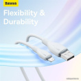 Кабель Baseus P10355700221-01 Pudding Series Fast Charging Cable USB to iP 2.4A 2m Stellar White (передача данных: 480 Мбит/с, поддержка быстрой зарядки)