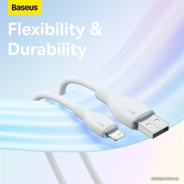 Кабель Baseus P10355700221-01 Pudding Series Fast Charging Cable USB to iP 2.4A 2m Stellar White (передача данных: 480 Мбит/с, поддержка быстрой зарядки)