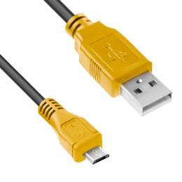 Кабель1.0m USB 2.0, AM/microB 5pin, черный, желтые коннекторы Кабель1.0m USB 2.0, AM/microB 5pin, черный, желтые коннекторы 4PH-R90005