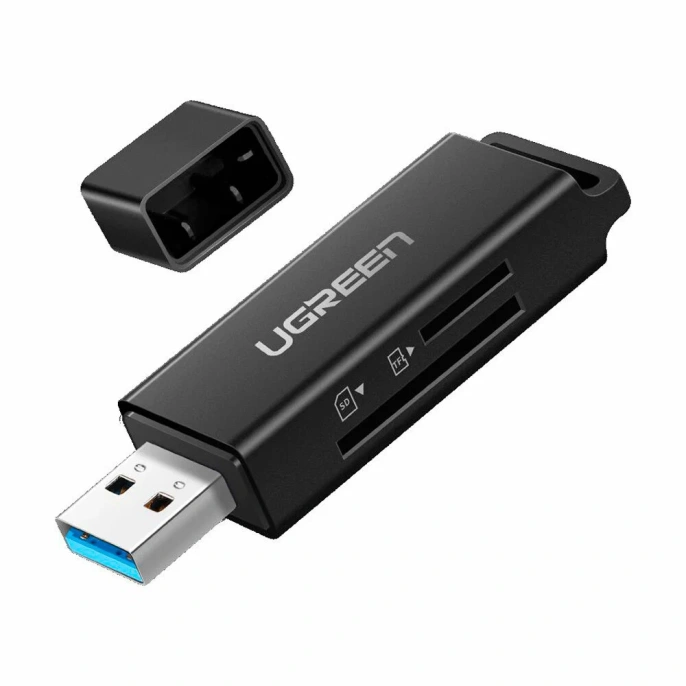 Кардридер UGREEN CM104 (40752) USB 3.0 to TF + SD Dual Card Reader.  Цвет: черный