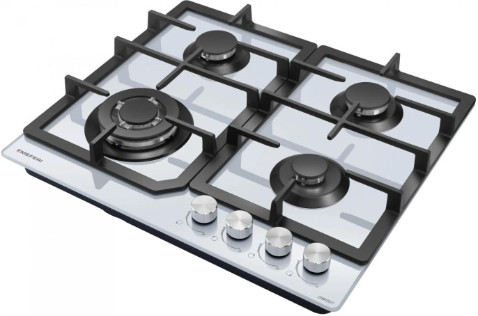 Газовая варочная панель MEFERI Glass comfort MGH604WH,  4 конфорки,  закаленное стекло,  белый