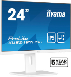 23.8" Монитор Iiyama ProLite XUB2497HSU-W2, 1920x1080, IPS, 100Гц, 1хHDMI, 1хDP, белый