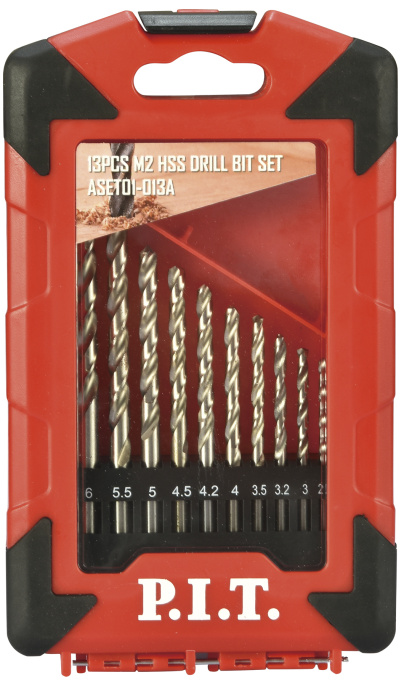 Набор сверл P.I.T. ASET01-013A 13 шт, 1.5-6.5 мм с шагом 0.5 мм, + 4.2 мм и 3.2мм, кейс