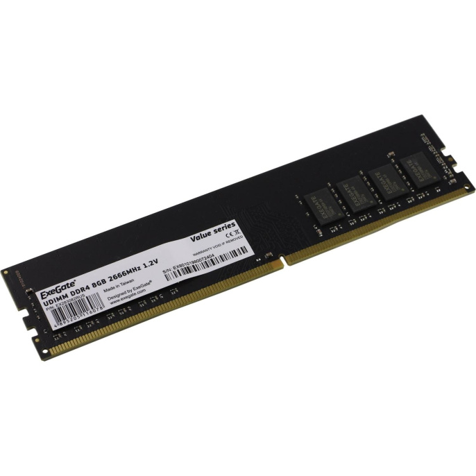 Модуль памяти ExeGate Value DIMM DDR4 8GB 2666MHz EX283082RUS