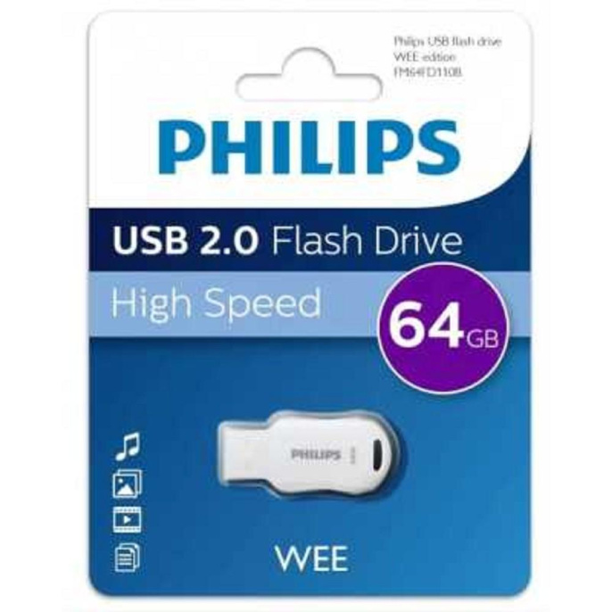 Флеш накопитель 64GB PHILIPS WEE 2.0 64GB, USB 2.0 FM64FD110B/97