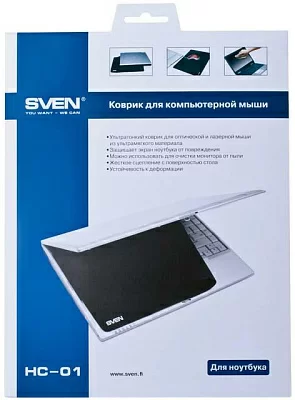 Коврик для мыши SVEN HC-01-03, черный, 300х225х1,5 мм, материал: микрофибра на прорезиненной основе