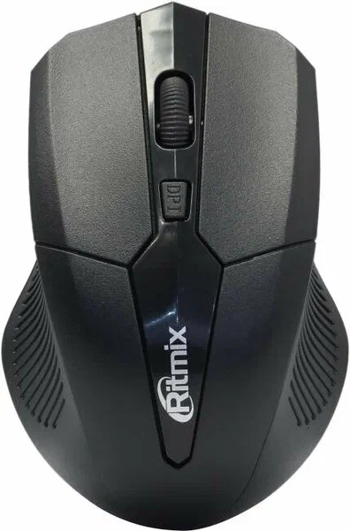 Беспроводная компьютерная мышь RITMIX RMW-560-BLACK полноразмерная мышь, беспроводная радио, сенсор оптический 1000 dpi, 3 кнопки, колесо с нажатием, цвет черный