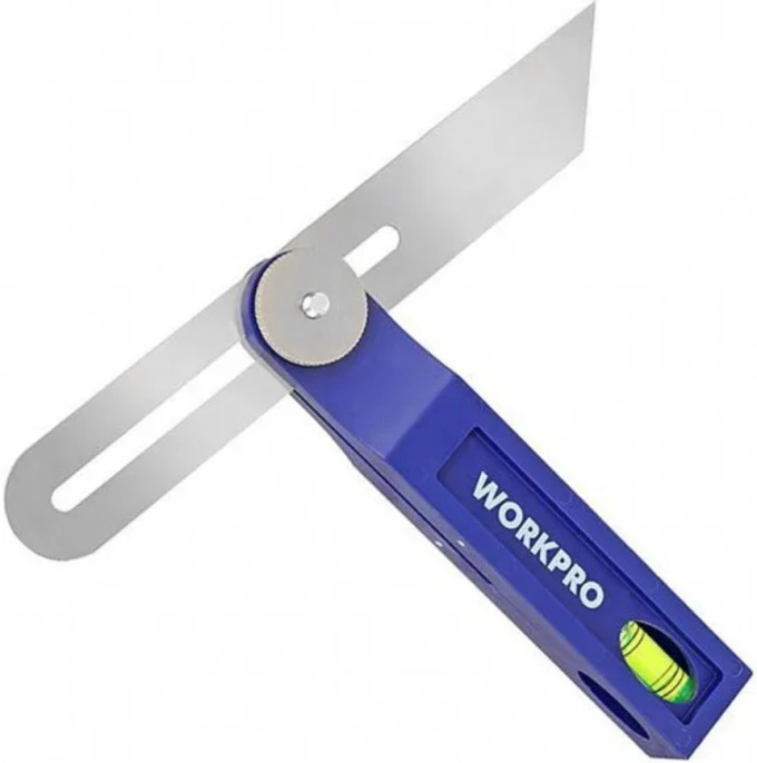 Малка-угломер WorkPro WP264005 200мм ручка из ударопрочного пластика с 4-сторонним обзором флакона, лезвие из нержавеющей стали, флакон с цилиндрическим уровнем