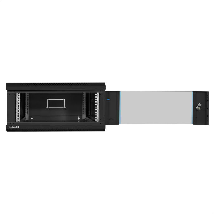 Шкаф телекоммуникационный 19" настенный 4U ExeGate EC-WM-4U.600.G.BLACK 19”, 4U, 600x600x280mm ШхГхВ , передняя дверь закаленное стекло, съемные боковые панели, пыле- и влагозащита IP23, черный RAL 9004 EX300262RUS