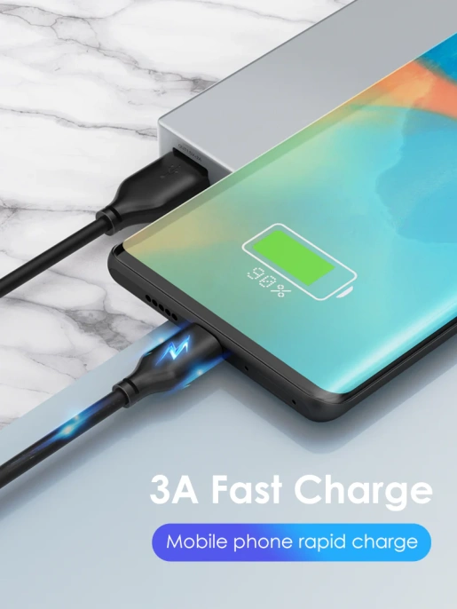 Кабель CABLETIME CA32H (CT-C160-U32(3A)-CMAM1-B1) 1 м, 3A ПВХ USB-A2.0 на USB-C, черный