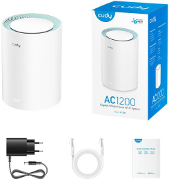 Маршрутизатор CUDY AC1200 Wi-Fi Gigabit Mesh Solution 1-Pack, Chipset MT7621+MT7613B+MT7603, Dual-Band, 867Mbps at 5GHz + 300Mbps at 2.4GHz, 802.11ac/a/b/g/n, 2 Gigabit Ethernet Ports, internal antennas,MU-MIMO, DDNS, Zerotier/Wireguard/OpenVPN/IPSec/L2T