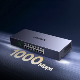 Коммутатор сетевой UGREEN CM939 75289EU 16-Port Gigabit Ethernet Switch Aluminum Housing EU. Цвет: серый космос 75289EU_