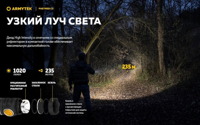 Фонарь Armytek Partner C2 Magnet USB Теплый