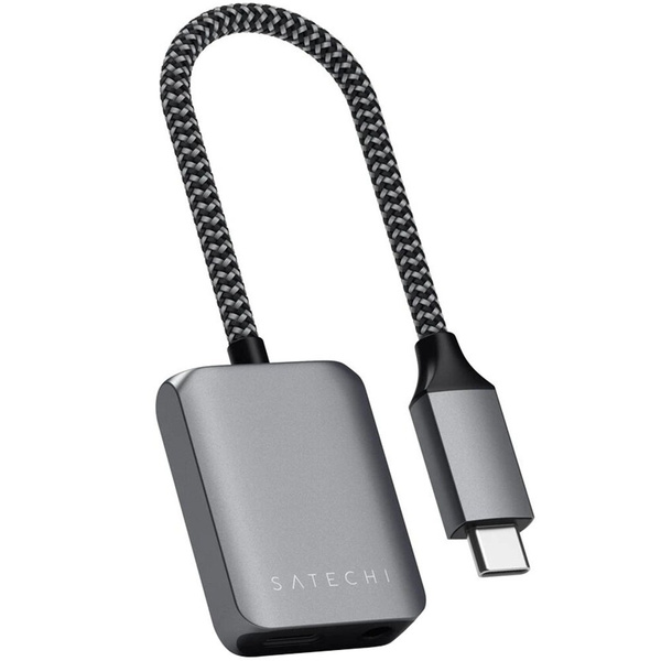 Адаптер Satechi USB-C to Audio PD Charger Adapter. Цвет: серый космос. (ST-UCAPDAM)